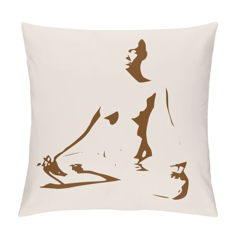 Personality  Woman Silhouette. Lotus Pose For Meditation Pillow Covers