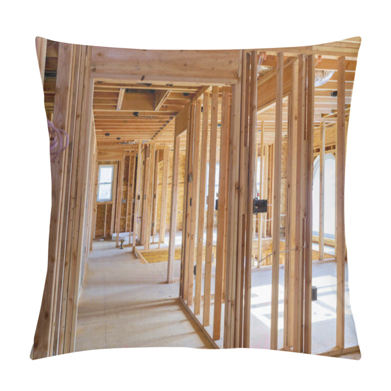 Personality  Framing Home Unfinished Wood Building Or A House Under Construction Pillow Covers