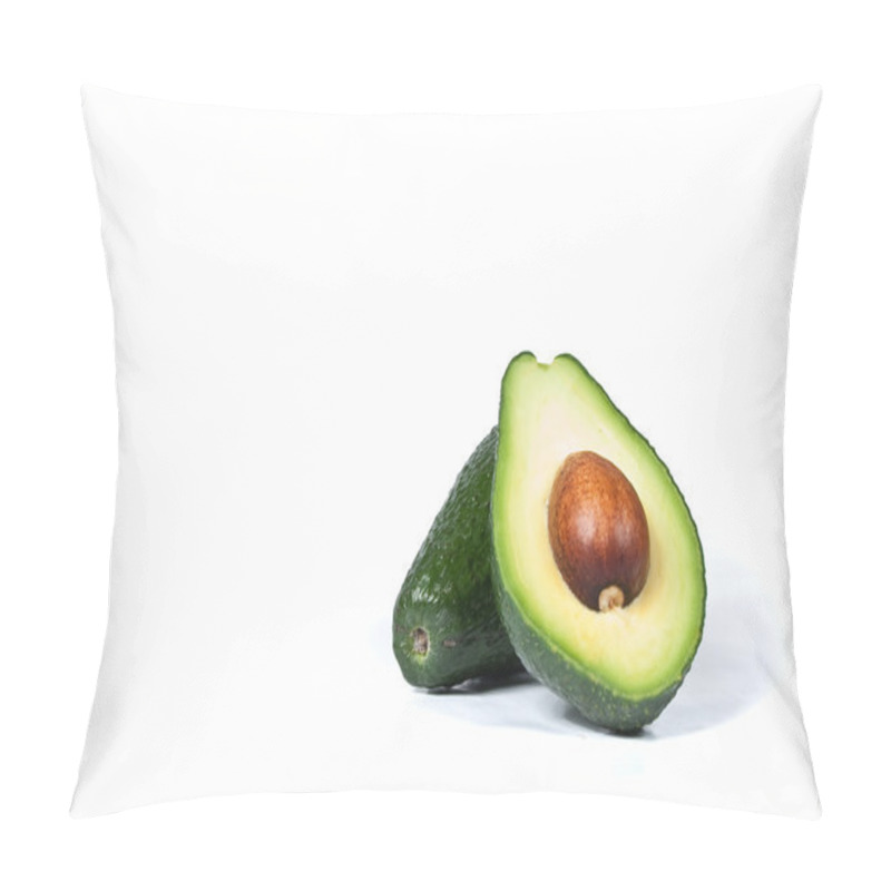 Personality  Ripe Sliced Avocado Isolated On White Pillow Covers