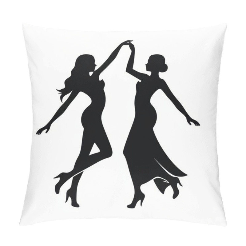 Personality  Two Elegant Women Dancing Gracefully, Showcasing Beauty And Style In A Silhouette Design. Pillow Covers