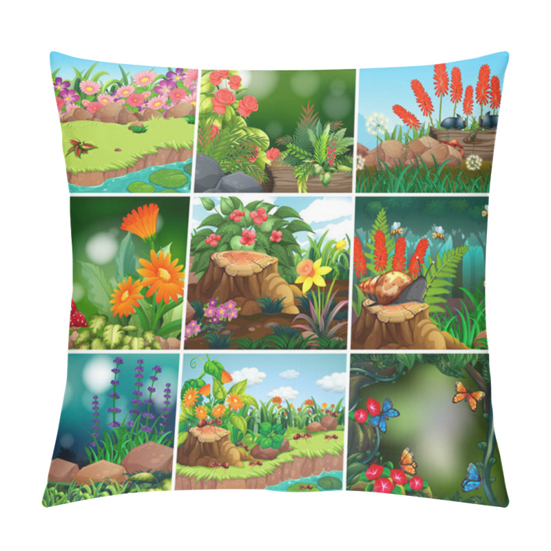 Personality  Set Of Background Scene With Nature Theme Pillow Covers