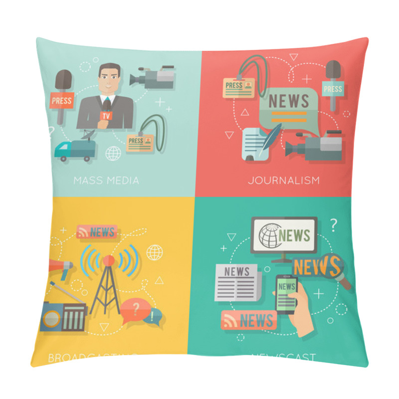 Personality  Mass Media Concept Flat Business Composition Pillow Covers