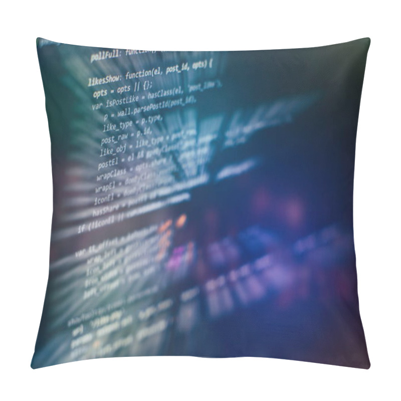 Personality  Developer Programming Code. Abstract Computer Script Code. Programming Code Screen Of Software Developer. Software Programming Work Time. Pillow Covers