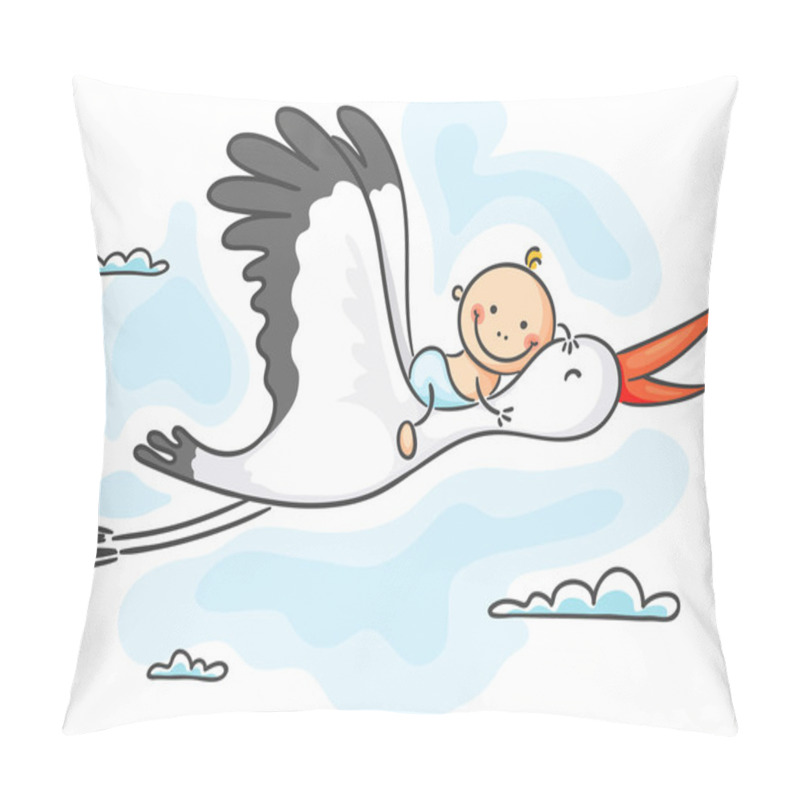 Personality  Stork Carrying A Baby Pillow Covers