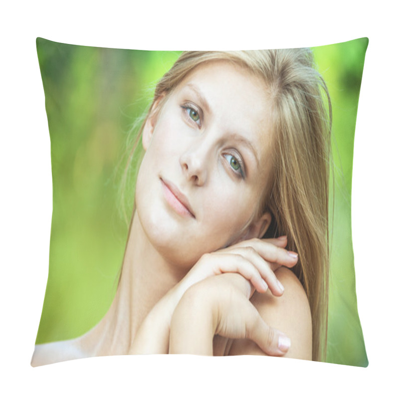 Personality  Portrait Of Young Beautiful Blond Woman Pillow Covers