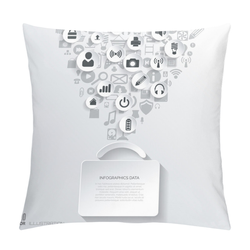 Personality  Portfolio Icon. Flat Abstract Background With Web Icons. Interface Symbols. Cloud Computing. Mobile Devices.Business Concept. Pillow Covers