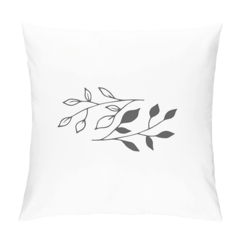 Personality  Vector Illustration Of A Silhouette Of A Branch With Leaves Pillow Covers