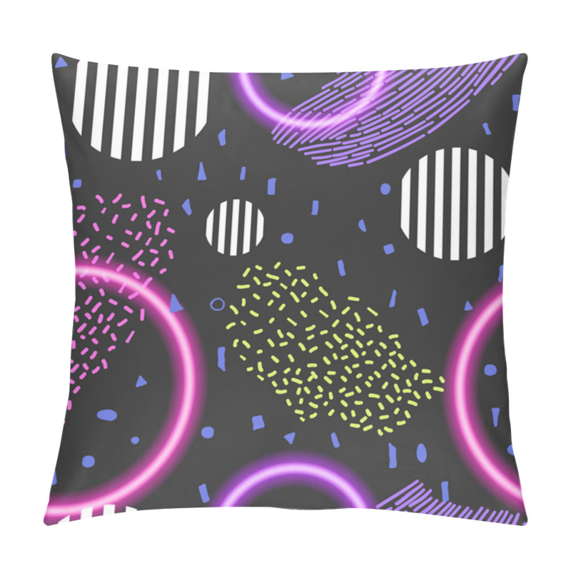 Personality  Modern Abstract Seamless Pattern. Geometric Poster Decorated With Different Stripes, Neon And Striped Circles. Pillow Covers