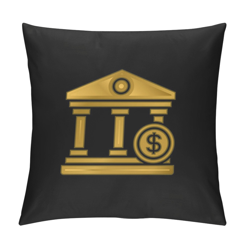 Personality  Bank Gold Plated Metalic Icon Or Logo Vector Pillow Covers