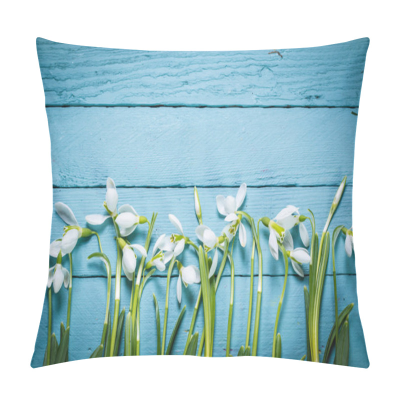 Personality  Easter Concept With  Snowdrops On Wooden Background Pillow Covers