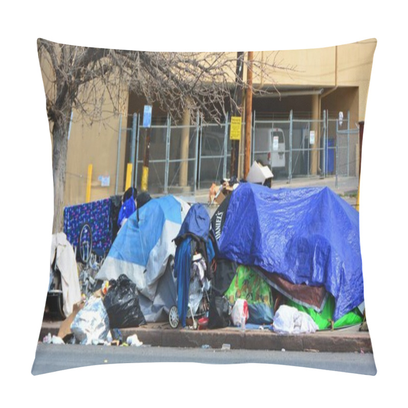 Personality  Tent After Tent Line The Streets Of Several Neighborhoods Around Downtown Denver As People Experiencing Homelessness Try To Navigate Life Amid A Pandemic. This Was On April 19, 2020.  Pillow Covers