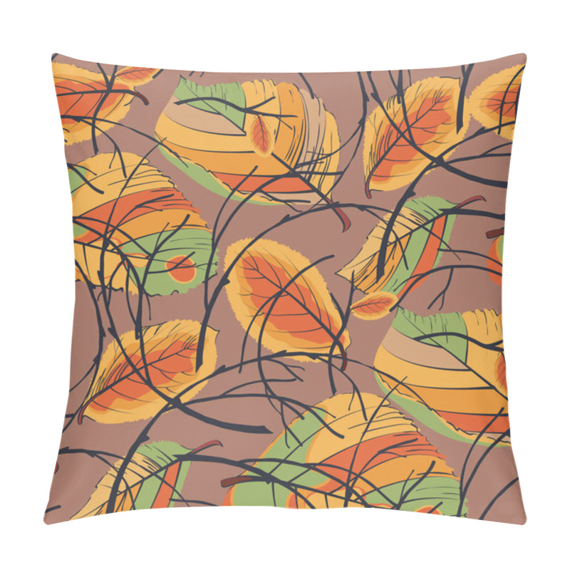 Personality  Seamless Pattern With Autumn Leaves And Twigs Curled Into A Wreath Pillow Covers