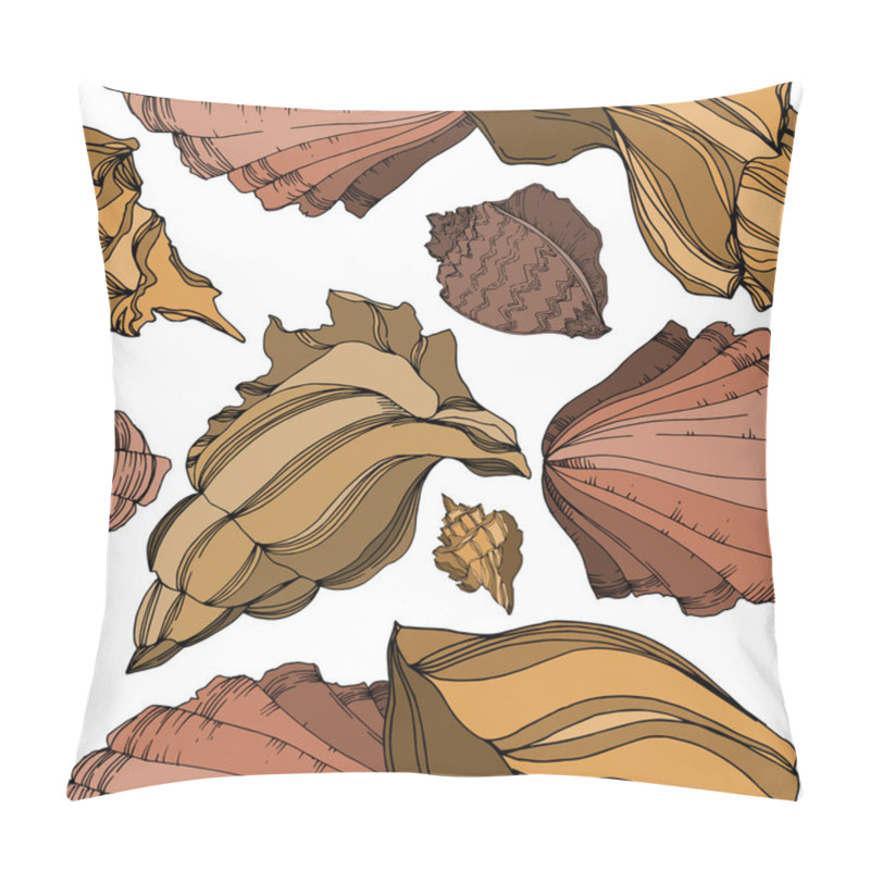 Personality  Vector Summer Beach Seashell Tropical Elements. Black And White  Pillow Covers