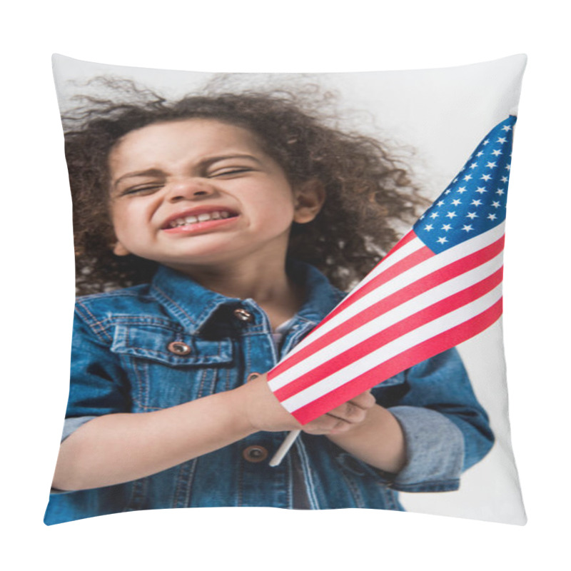 Personality  Baby Girl With American Flag Pillow Covers