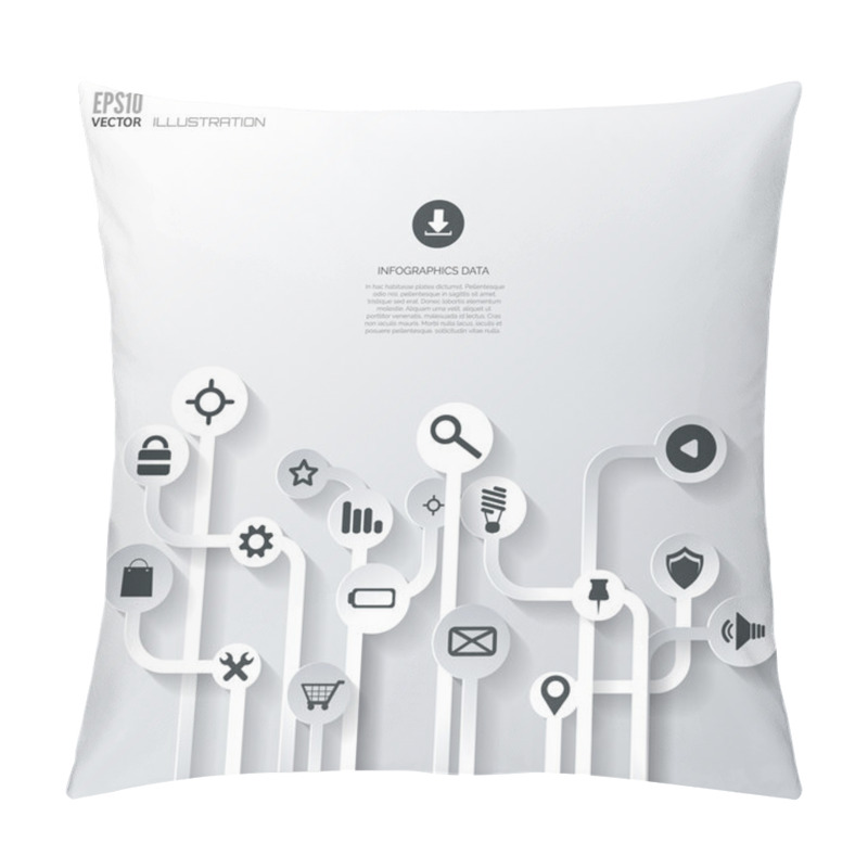 Personality  Icon Tree. Flat Abstract Background With Web Icons. Interface Symbols. Cloud Computing. Mobile Devices.Business Concept. Pillow Covers