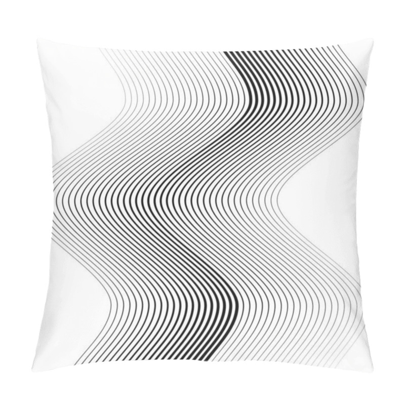 Personality  Abstract Black Wavy Vector Stripes On A White Background Pillow Covers