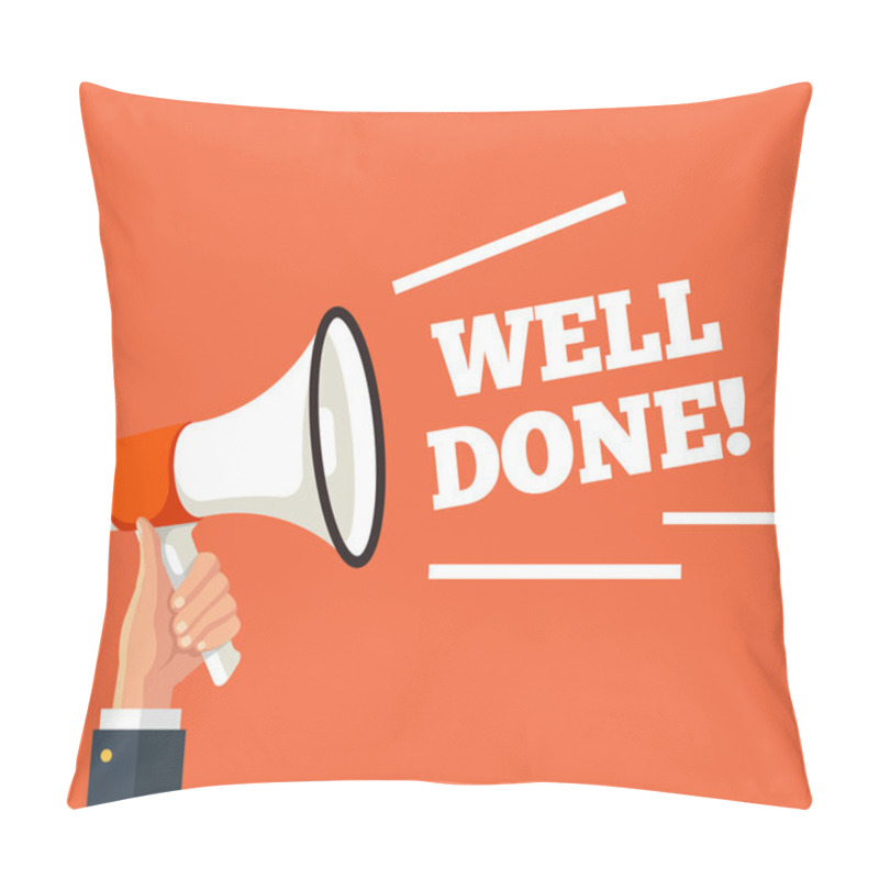 Personality  Loudspeaker Well Done. Vector Flat Illustration Pillow Covers