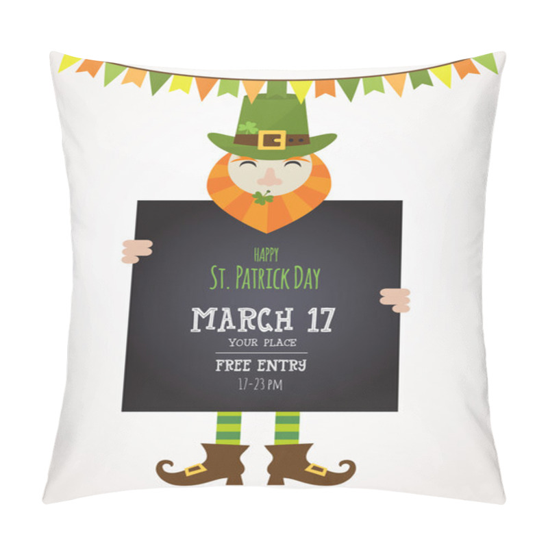 Personality  Irish Man Holding Black Board. Happy St. Patricks Day Pillow Covers