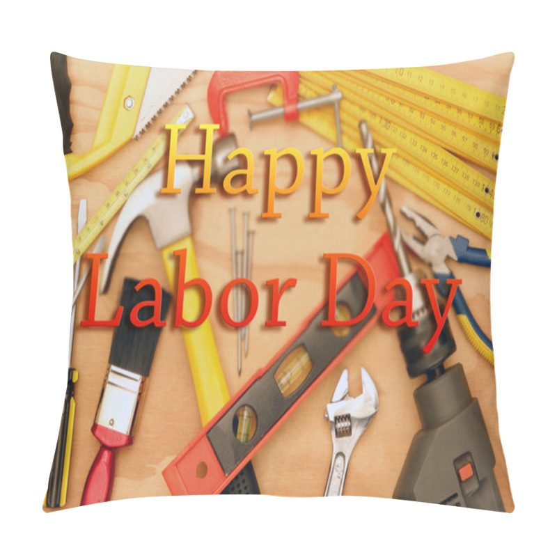 Personality  Happy Labor Day. Tools On Wood Pillow Covers