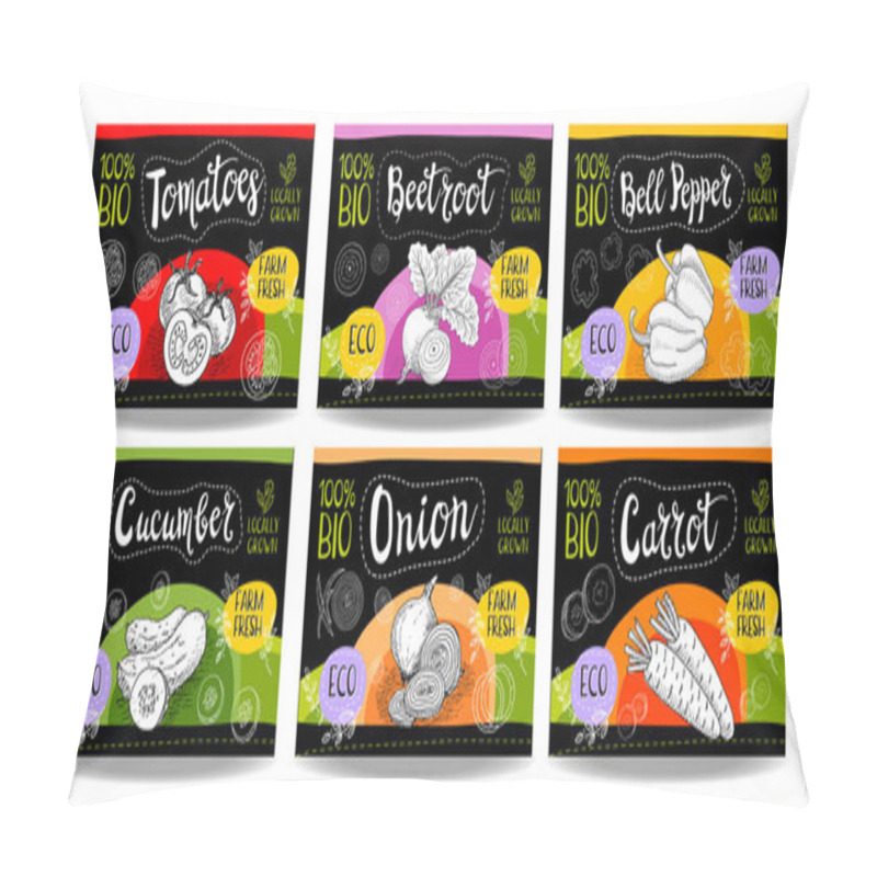 Personality  Set Of Hand Drawn Food Labels, Spices Labels, Fruit Labels, Vege Pillow Covers