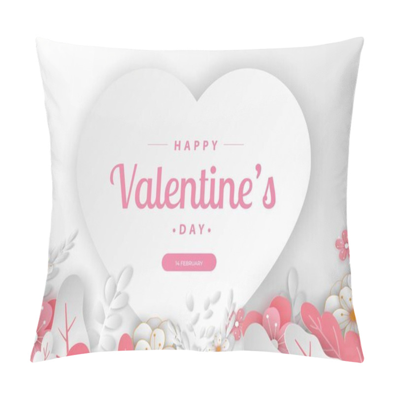 Personality  Happy Valentine's Day Banners Or Card Illustration Couple Love And Tree Paper Cut Style. Premium Vector Pillow Covers