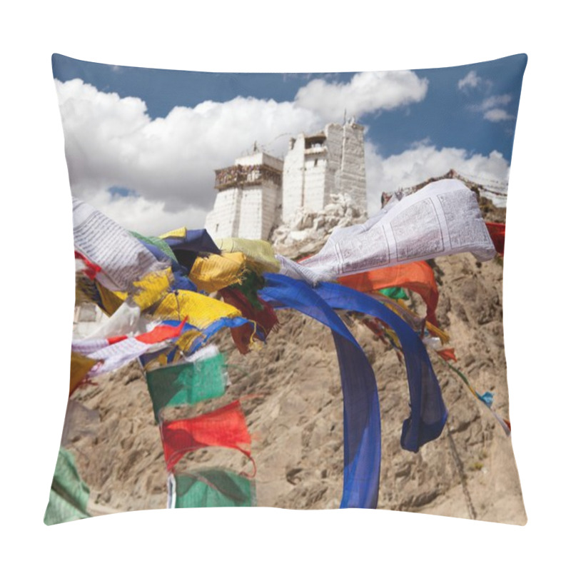 Personality  Namgyal Tsemo Gompa With Prayer Flags Pillow Covers