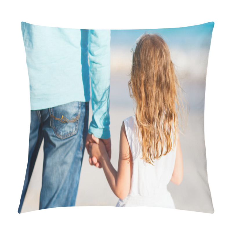 Personality  Father And Daughter Holding Hands Pillow Covers