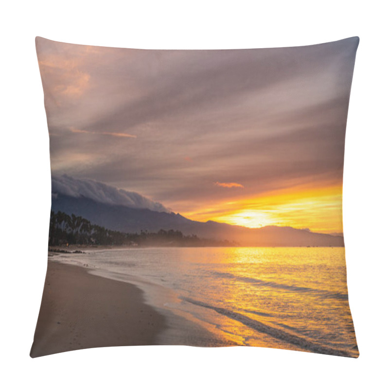 Personality  Santa Barbara Shoreline, California. Sunrise Skyline And Beach. Pillow Covers