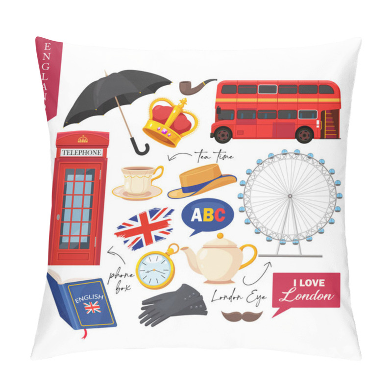 Personality  Cultural Symbols Of The United Kingdom. Elements For Creative Design, Greeting Cards, Posters, Banners, Prints, Patterns, And British Themed Invitations. Pillow Covers