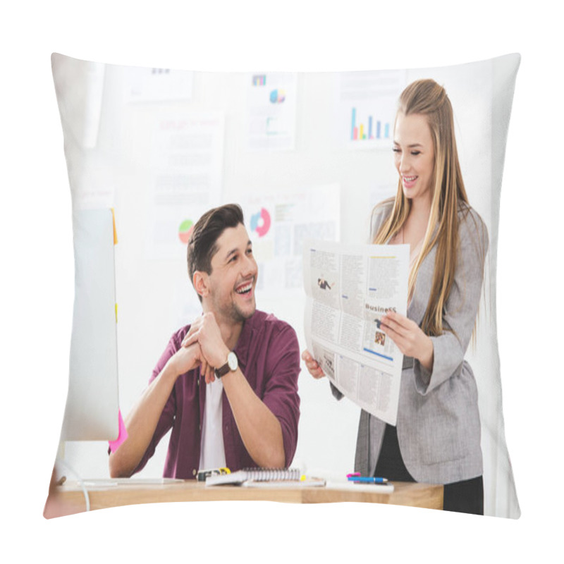 Personality  Business People Discussing New Marketing Strategy At Workplace In Office Pillow Covers