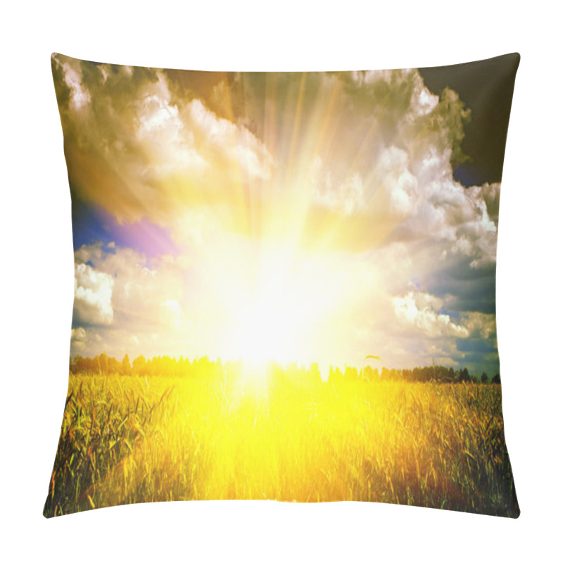 Personality  Beautiful Sunrise On Wheat Field Pillow Covers