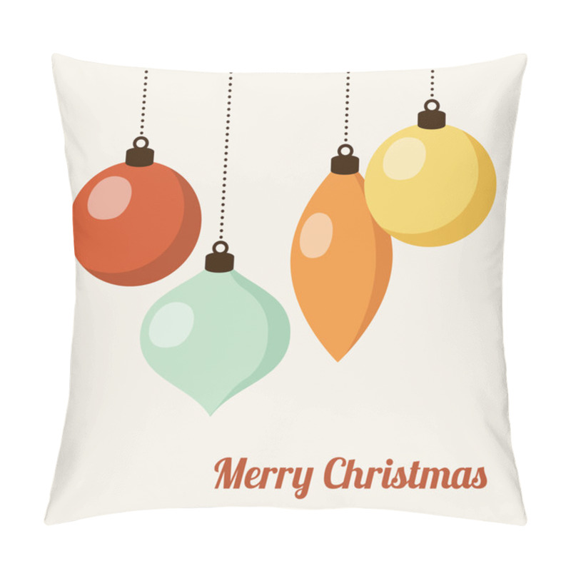 Personality  Retro Christmas Card With Christmas Balls, Vector Pillow Covers