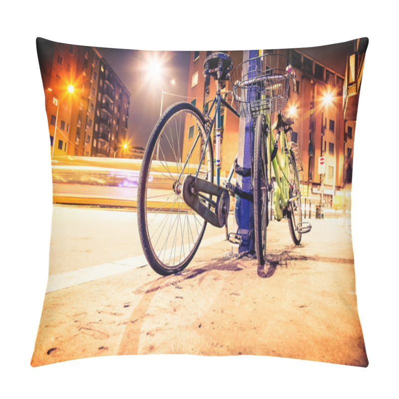 Personality  Bicycle  Parked Near The Pillar Pillow Covers