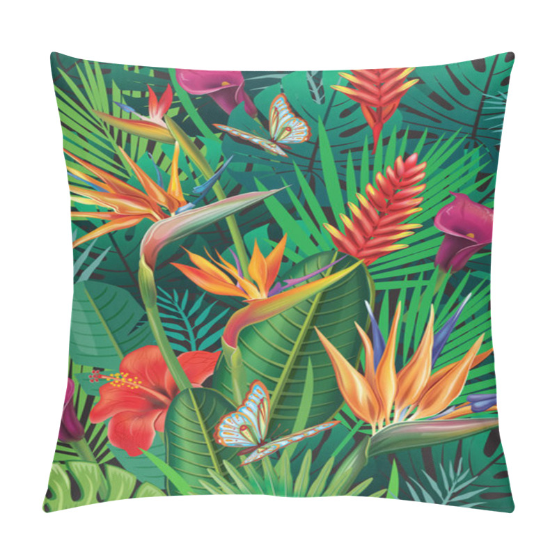 Personality  Background With Exotic Tropical Flowers Pillow Covers