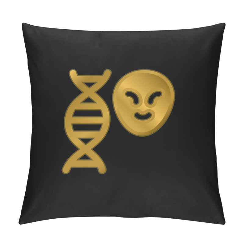 Personality  Alien Gold Plated Metalic Icon Or Logo Vector Pillow Covers