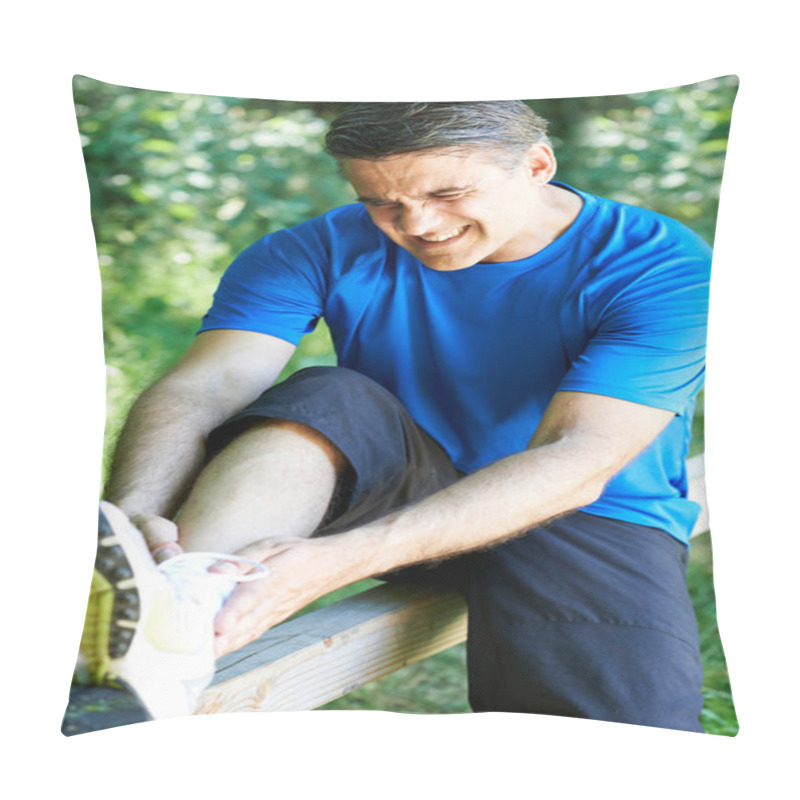 Personality  Man With Sports Injury Sustained Whilst Exercising Outdoors Pillow Covers