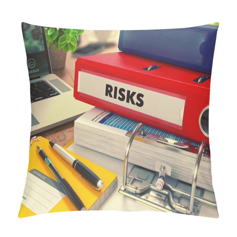 Personality  Red Office Folder With Inscription Risks. Pillow Covers