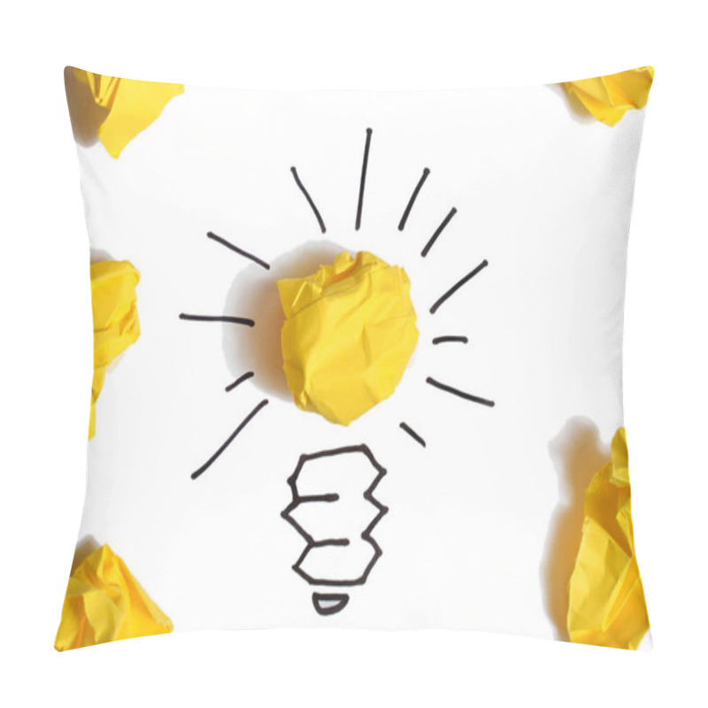 Personality  Concept Crumpled Paper Light Bulb Metaphor For Good Idea Pillow Covers