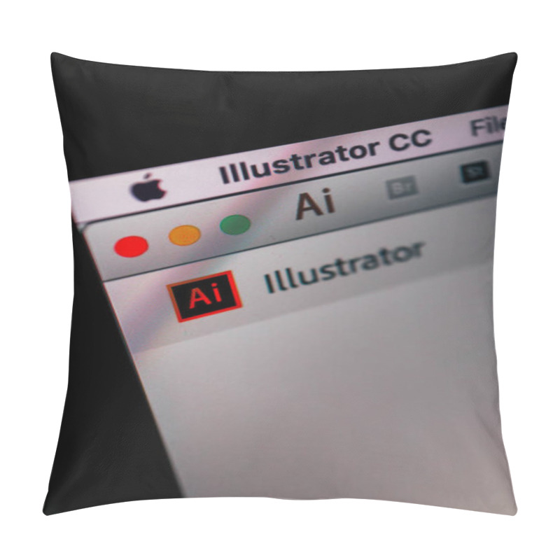 Personality  Greece, Kavala - January 15, 2018:  Adobe Illustrator Application On A Screen Of Macbook, Close-up. Pillow Covers