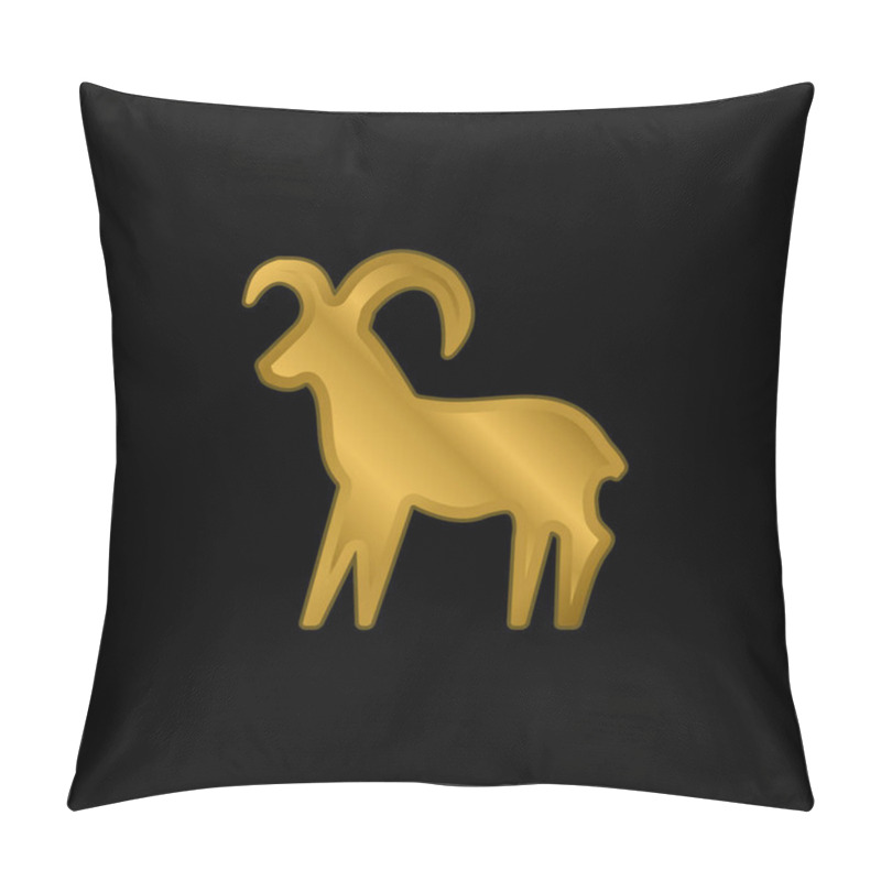 Personality  Aries Sign Gold Plated Metalic Icon Or Logo Vector Pillow Covers