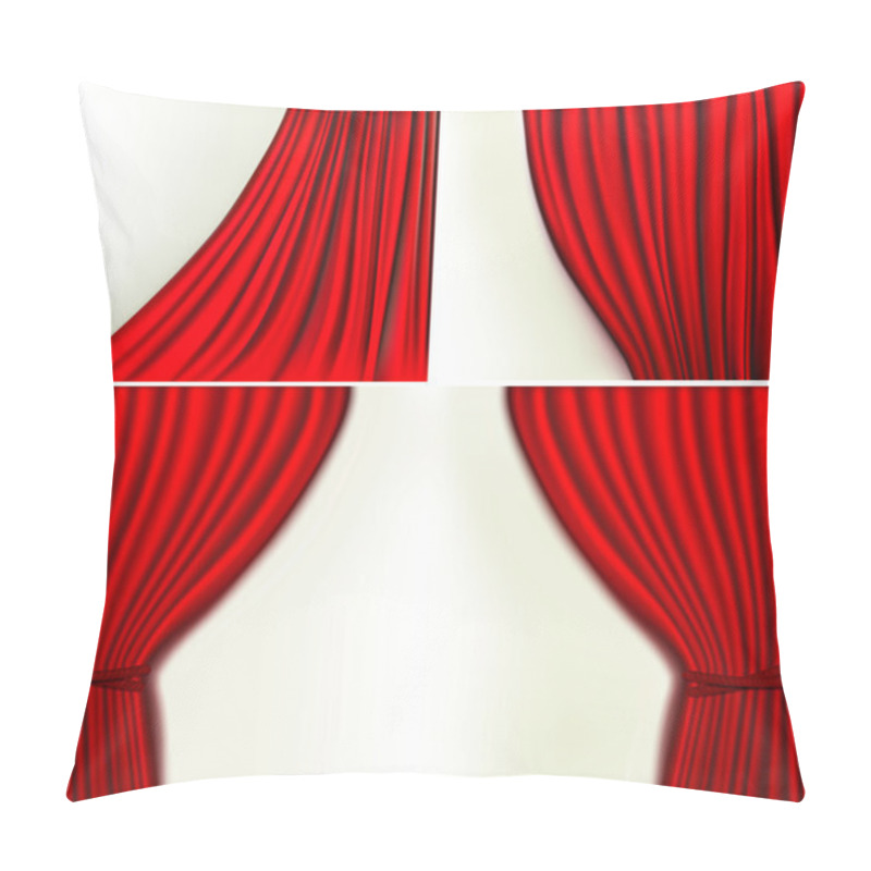 Personality  Set Of Backgrounds With Red Velvet Curtain. Vector Illustration. Pillow Covers