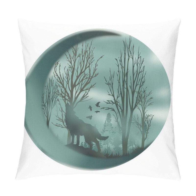 Personality  Landscape With A Wolf In The Moon Pillow Covers