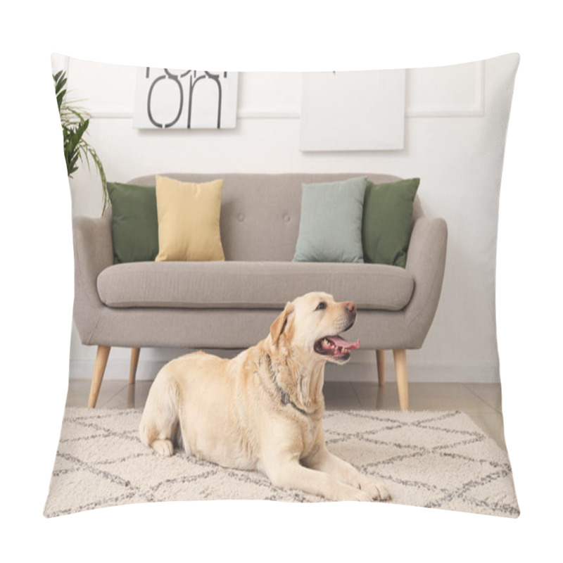 Personality  Cute Labrador Dog Lying On Carpet At Home Pillow Covers