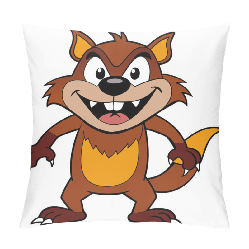 Personality  Tasmanian Devil Vector Illustration, Cartoon Clipart Character, Animal In Flat Style. Pillow Covers