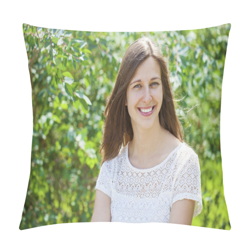 Personality  Portrait Of Beautiful Young Happy Woman  Pillow Covers