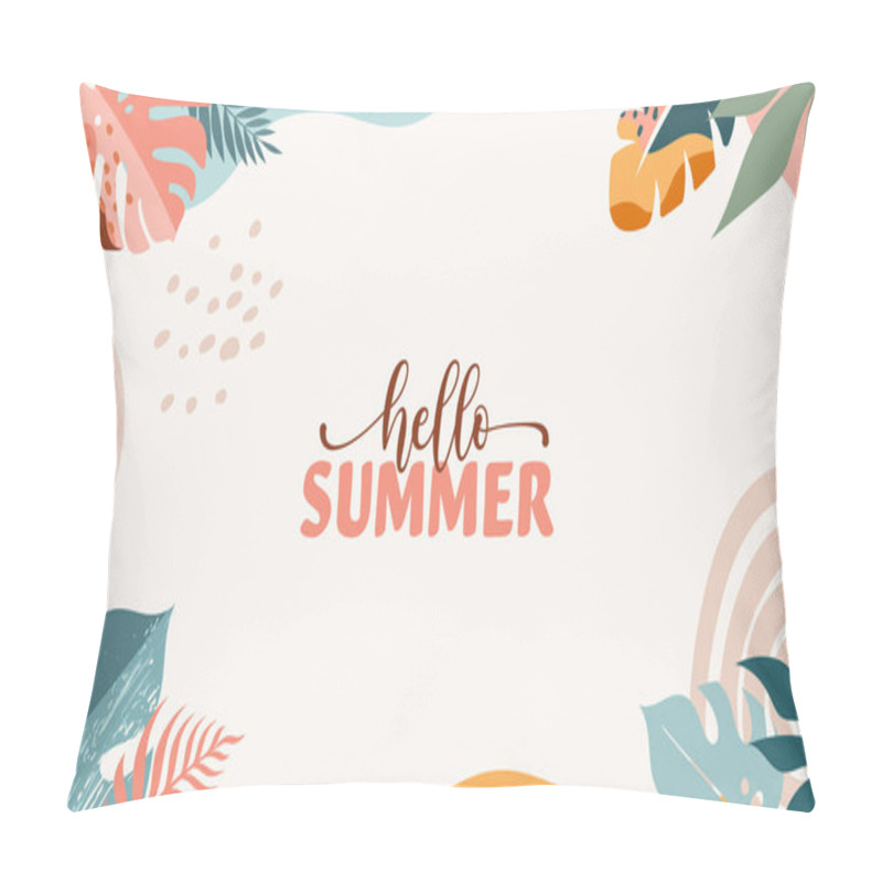 Personality  Bohemian Summer, Modern Summer Sale Background And Banner Design Of Rainbow, Flamingo, Pineapple, Ice Cream And Watermelon  Pillow Covers