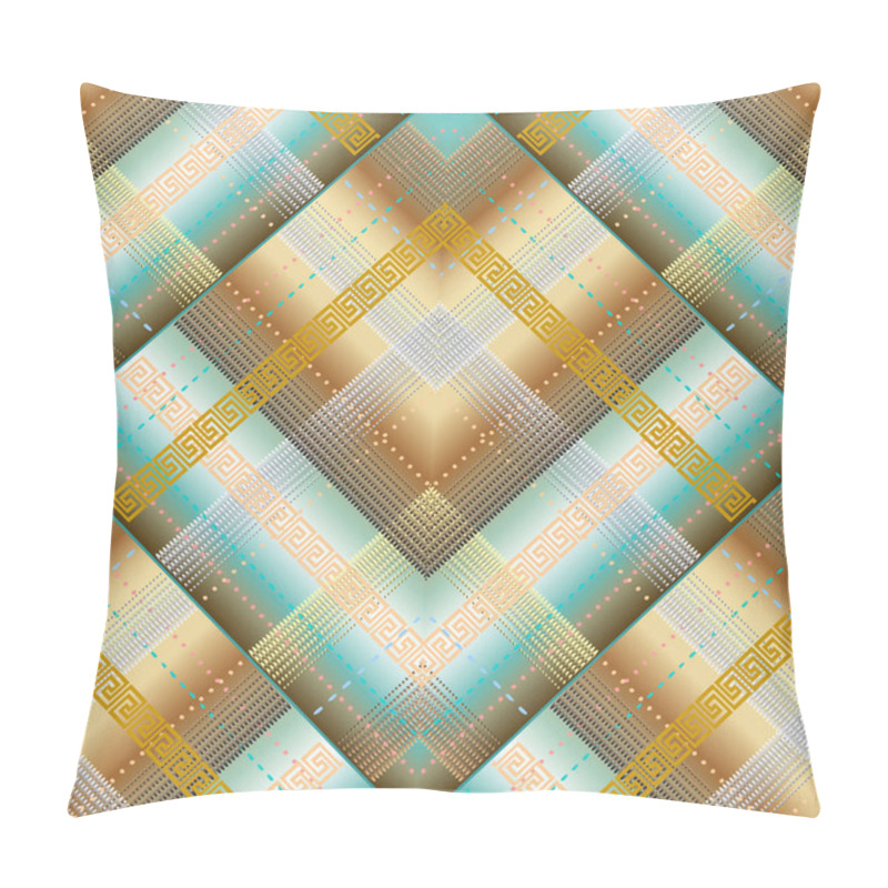 Personality  Vector Geometric Striped Greek 3d Seamless Pattern. Pillow Covers