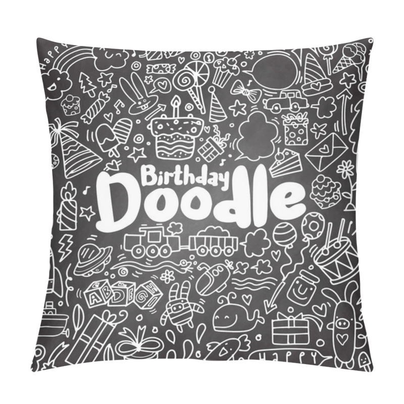 Personality  Happy Birthday Hand Drawn. Vector Illustration Of Hand Drawn Doo Pillow Covers