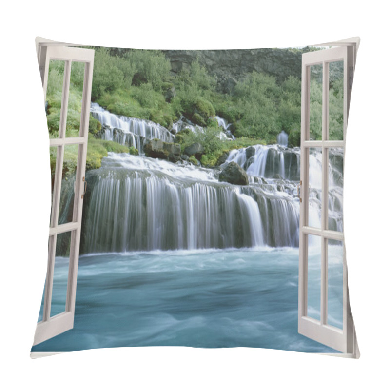 Personality  Hraunfossar Waterfall, Iceland Pillow Covers