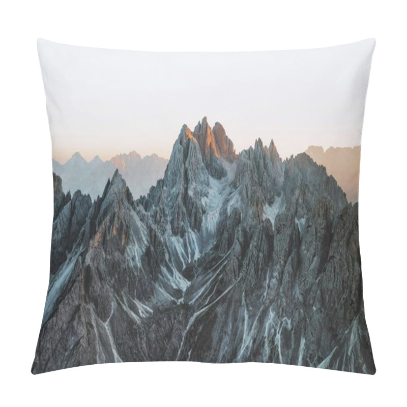 Personality  Breathtaking Sunrise Over Rugged Mountain Peaks In The Dolomites. Pillow Covers